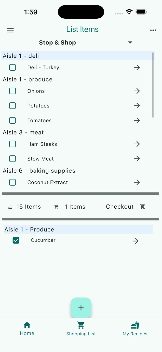 Shopping list grouped for a store trip